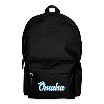 Omaha lettering in retro blue - Backpack - black - Front