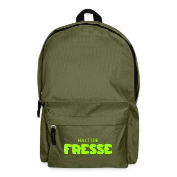 Halt die Fresse - Cooler Spruch - Rucksack - Olivgrün - Vorne