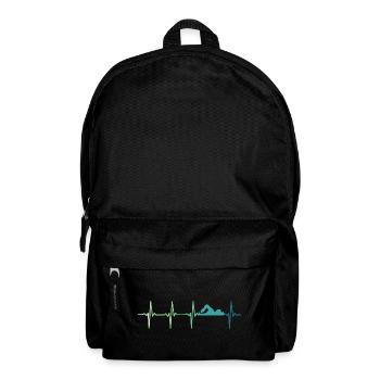 Schwimmendes Herzschlag-Schwimmer-Geschenk - Rucksack - Schwarz - Vorne