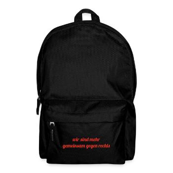 Wir sind mehr - gemeinsam gegen Rechts - Rucksack - Schwarz - Vorne