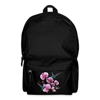 Hummingbirds with orchids pink green - Backpack - black - Front