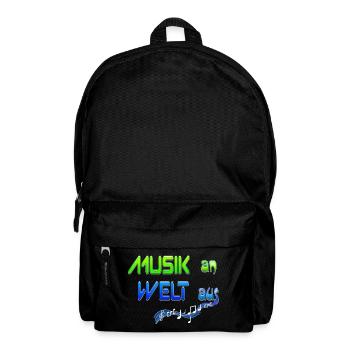 Musik an. Welt aus. Music is life. I love music. - Rucksack - Schwarz - Vorne