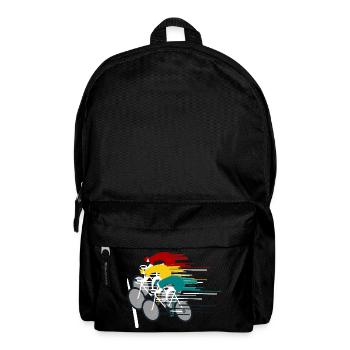 Cycle race target sprint goal finish line road bike wheel - Backpack - black - Front
