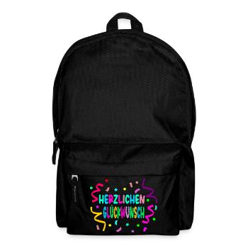 Herzlichen Glückwunsch - Konfetti - Rucksack - Schwarz - Vorne