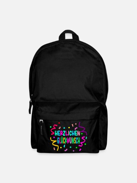 Herzlichen Glückwunsch - Konfetti - Rucksack - Schwarz