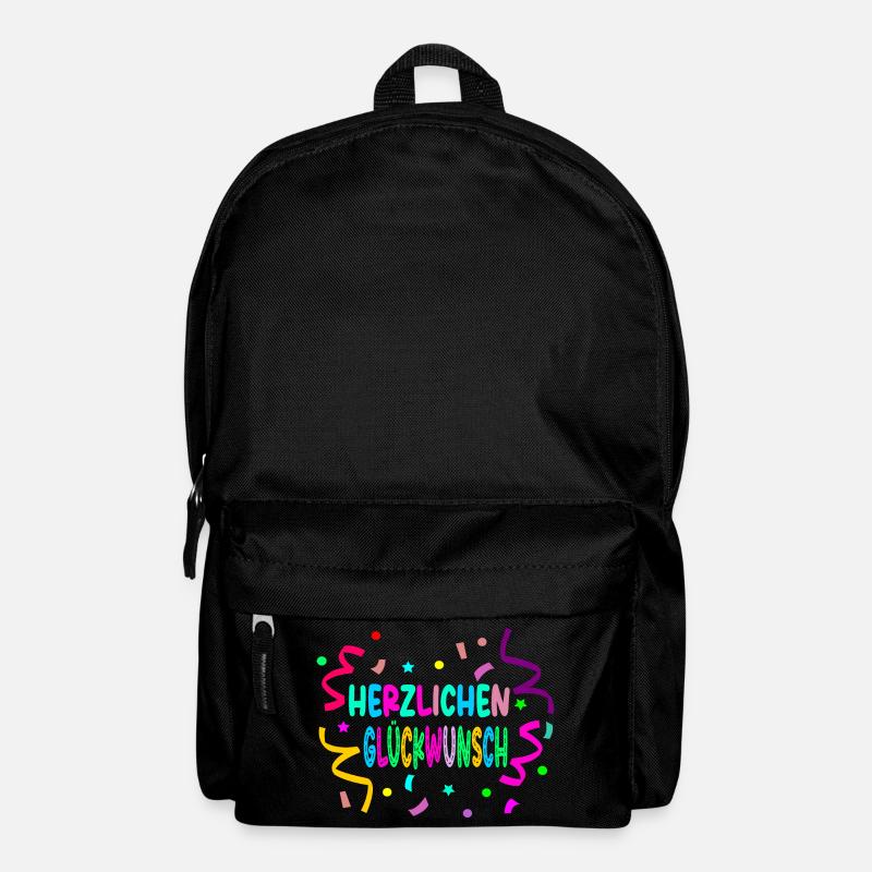 Herzlichen Glückwunsch - Konfetti - Rucksack - Schwarz