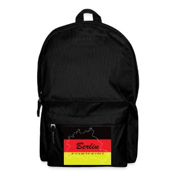Berlin - Hauptstadt mit GPS-Koordinaten & Flagge - Rucksack - Schwarz - Vorne
