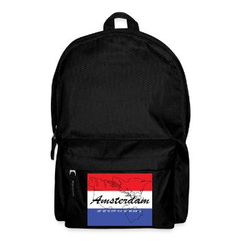 Amsterdam - Niederlandes Hauptstadt, GPS, Flagge - Rucksack - Schwarz - Vorne