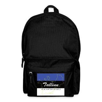 Tallinn - Hauptstadt mit GPS & Flagge - Rucksack - Schwarz - Vorne