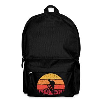 Silhouette du coucher de soleil du cycliste jumeau - Sac à dos - noir - Devant