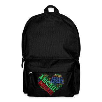 t-shirt Abigail heart word cloud tag cloud collage - Backpack - black - Front