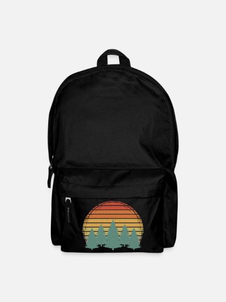 Sunset Wald Vintage Bäume Grunge Baum Retro Natur - Rucksack - Schwarz