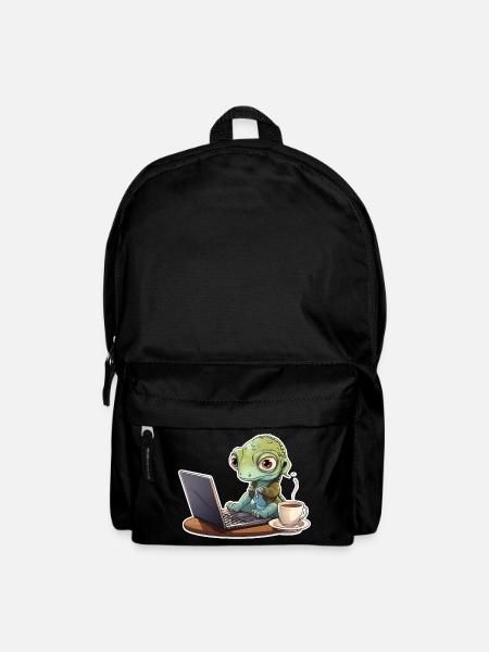 Gecko Home Office Coffee Laptop Funny Shirt - Backpack - black