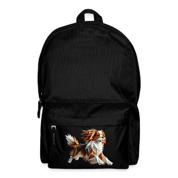 Dog Cavalier King Charles Origami Geometric 3D - Backpack - black - Front