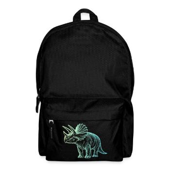 Dessin de dinosaure triceratops dégradé bleu vert - Sac à dos - noir - Devant