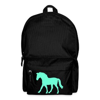 Silhouette de cheval contour course à pied cavalier équitation - Sac à dos - noir - Devant