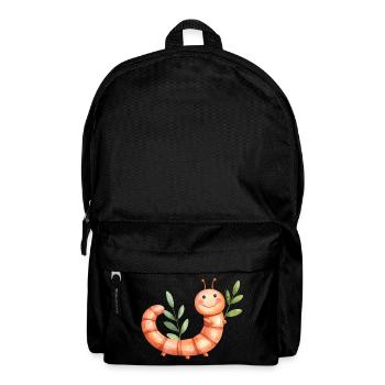Larve joyeuse avec des feuilles sur fond de plantes - Sac à dos - noir - Devant