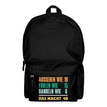 Funny 40th Birthday Gift Birthday Shirt - Backpack - black - Front