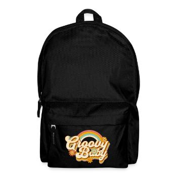 Retro Blumen-Design mit Regenbogen - Rucksack - Schwarz - Vorne