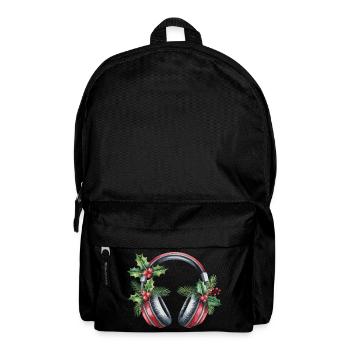 Weihnachtskopfhörer mit Tannengrün - Rucksack - Schwarz - Vorne
