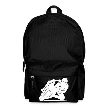 Minimalist motorcycle racer silhouette - Backpack - black - Front