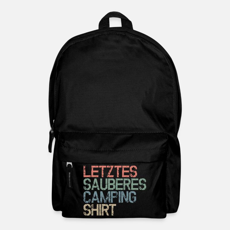 Letztes sauberes Camping - Shirt - Lustige Sprüche - Rucksack - Schwarz