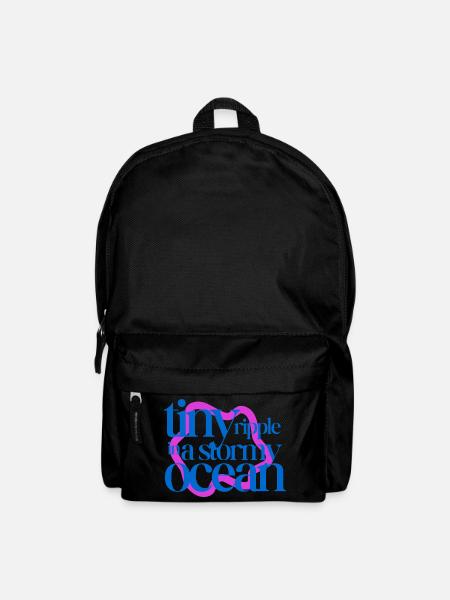 Tiny ripple in a stormy ocean (pink background) - Backpack - black