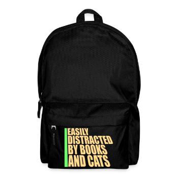 Facilement distrait par les livres et le livre des chats - Sac à dos - noir - Devant