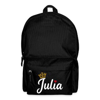 Julia Name Krone Herz Kalligraphie personalisiert - Rucksack - Schwarz - Vorne