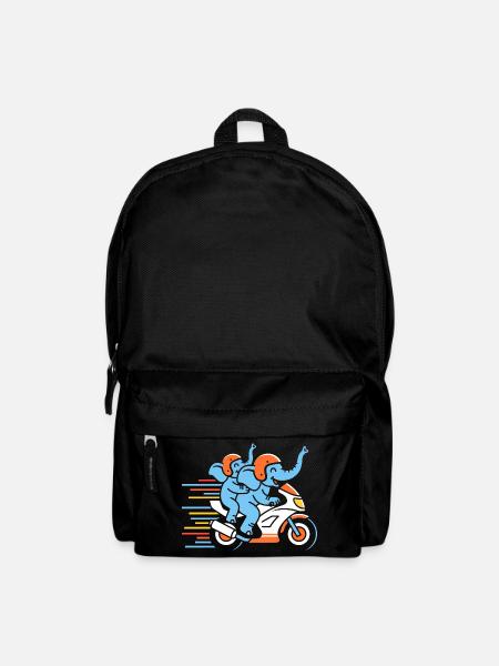 Elefanten Rennduo auf Motorrad - Rucksack - Schwarz