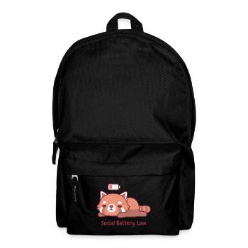 Cute Tired Red Panda Introvert Social Battery Low - Backpack - black - Front
