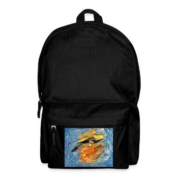 Blauer Farbwirbel im Orange - Rucksack - Schwarz - Vorne