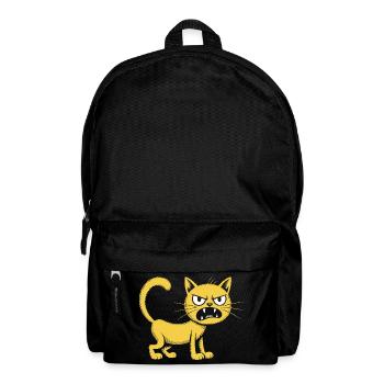 Dessin animé drôle et agressif du chat jaune en colère - Sac à dos - noir - Devant