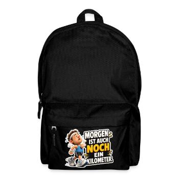 Laufen Spruch Morgen ist noch ein Kilometer Humor - Rucksack - Schwarz - Vorne