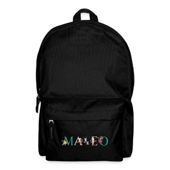 MATEO Namenskunst mit gestickten Blumen - Rucksack - Schwarz - Vorne