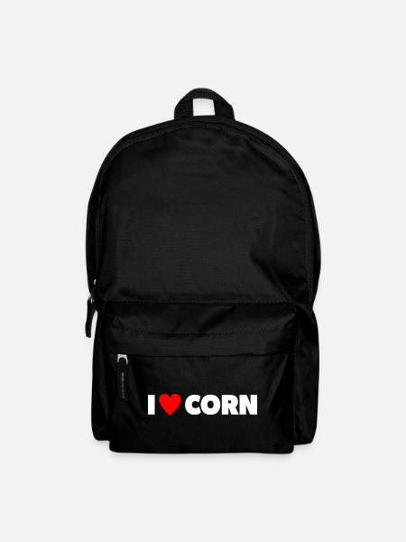 "I ❤ Corn" in white with red heart - Backpack - black