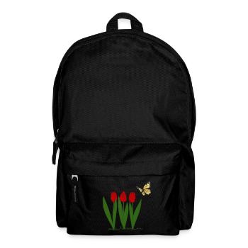 Tulipes et papillon, printemps - Sac à dos - noir - Devant