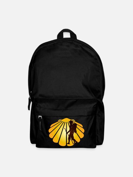 Ein Pilger auf einem Pilgerweg mit Jakobsmuschel - Rucksack - Schwarz