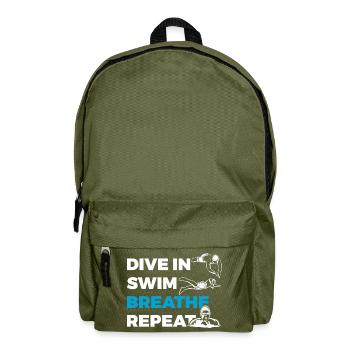 Eintauchen Schwimmen Atmen Wiederholen - Rucksack - Olivgrün - Vorne