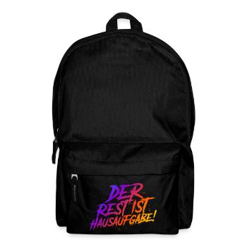 Der Rest ist Hausaufgabe (bunt) - Rucksack - Schwarz - Vorne