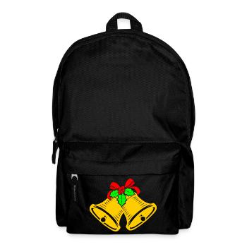 Church bells red bow holly leaves - Backpack - black - Front
