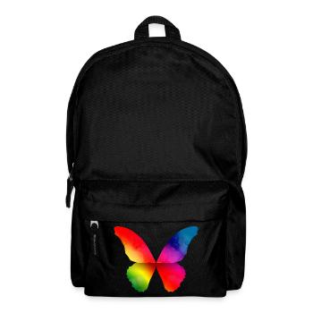 Schmetterling Form in kräftigen Regenbogen Farben - Rucksack - Schwarz - Vorne