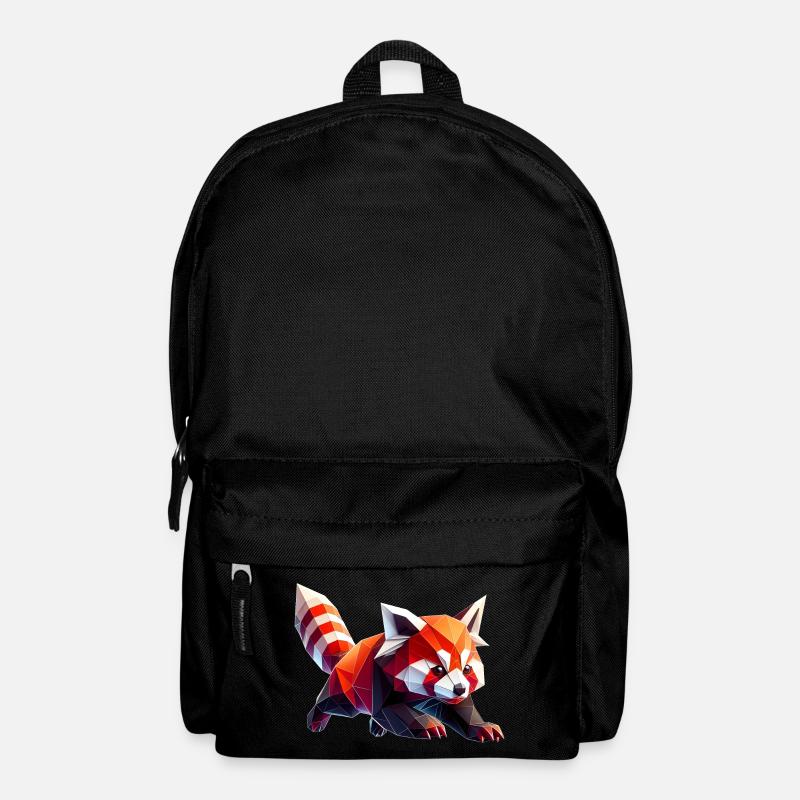 panda roux origami géométrique 3d - Sac à dos - noir