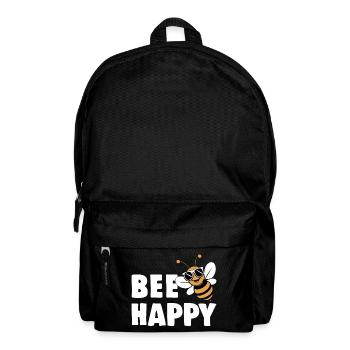 Funny bee with saying Bee Happy - Backpack - black - Front