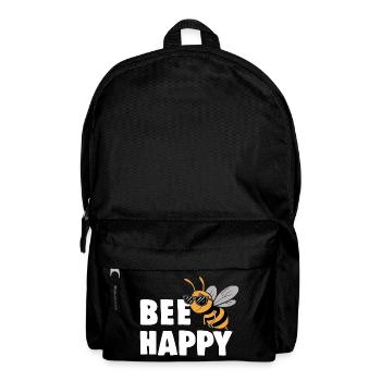Funny bee with saying Bee Happy - Backpack - black - Front