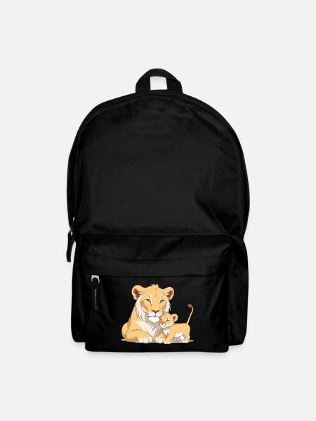 Löwenmama mit Kind - Rucksack - Schwarz