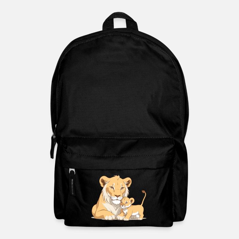 Löwenmama mit Kind - Rucksack - Schwarz