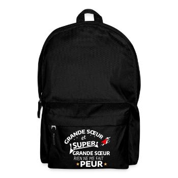 Inspirational drawing of big sister and superhero - Backpack - black - Front