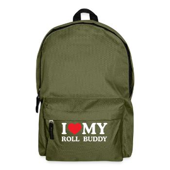 I Love My Roll Buddy - Lustiger BJJ Spruch - Rucksack - Olivgrün - Vorne