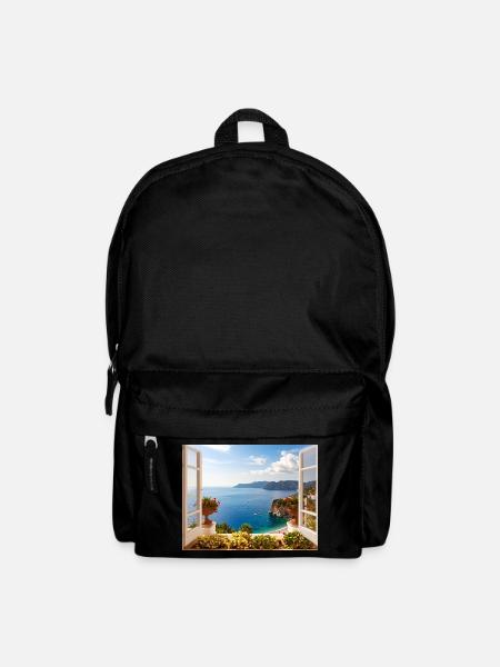Panoramablick auf die Mittelmeerküste - Rucksack - Schwarz